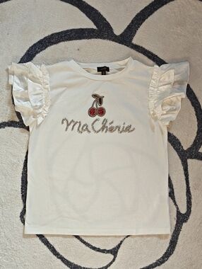 White Ruffle Sleeve Women's Tee